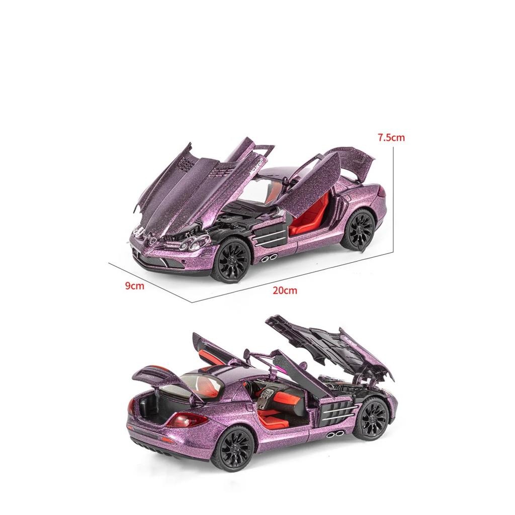1/24 BENZ SLR 722S Alloy Sports Car Model Diecast Metal Track Racing Car Vehicles Model High Simulation Sound and Light Kids Toy Gift