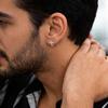 Vnox Fashion Cross Circle Earrings for Men Women, Silver Color Black/Blue/White Zircon Huggie Hoop Earrings, Goth Jewelry Gifts