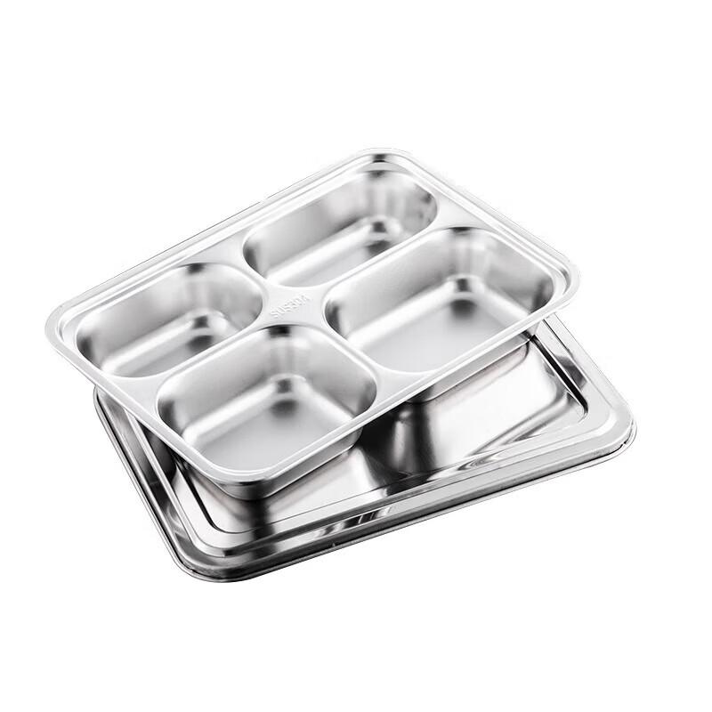 Thickened 304 Stainless Steel Partitioned Lunch Tray