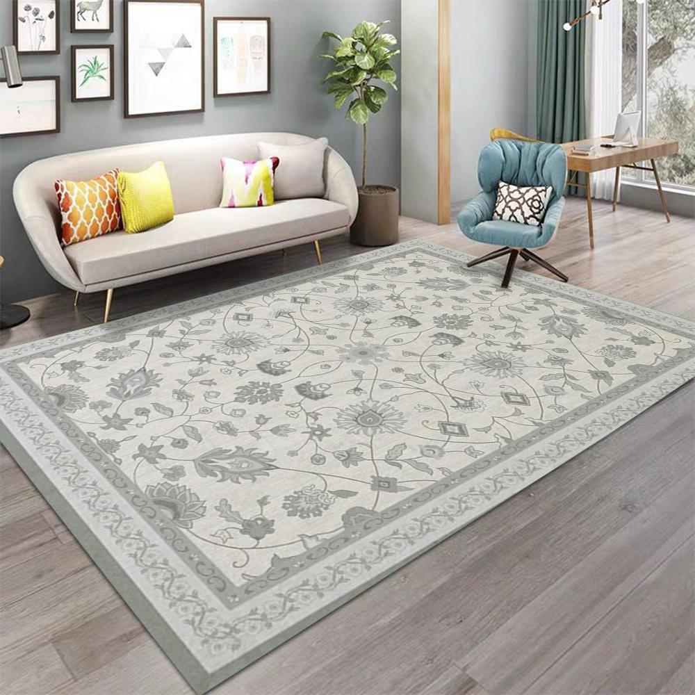 Modern Retro Floral Print Carpet for Living Room Sofa Rug Home Decor Bedroom Rug Lounge Hallway Floor Mat Doormat Washable