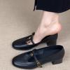 Soft leather shoes women's retro Mary Jane shoes small leather shoes new T-button pink single shoes light mouth women's shoes