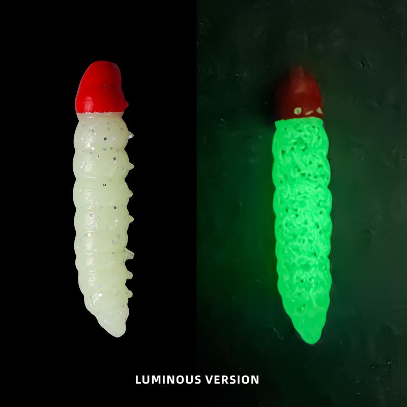 12Pcs Floating Worm Lures 1.1G/38Mm Trout Fishing Soft Lure Shrimp-Scented Bait Artificial Silicone Trout Plastic Baits