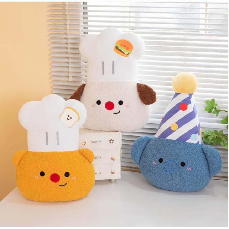 Chef Bear Dog Birthday Hat Elephant Plush Toy Stuffed Doll Decoration Gift Kids