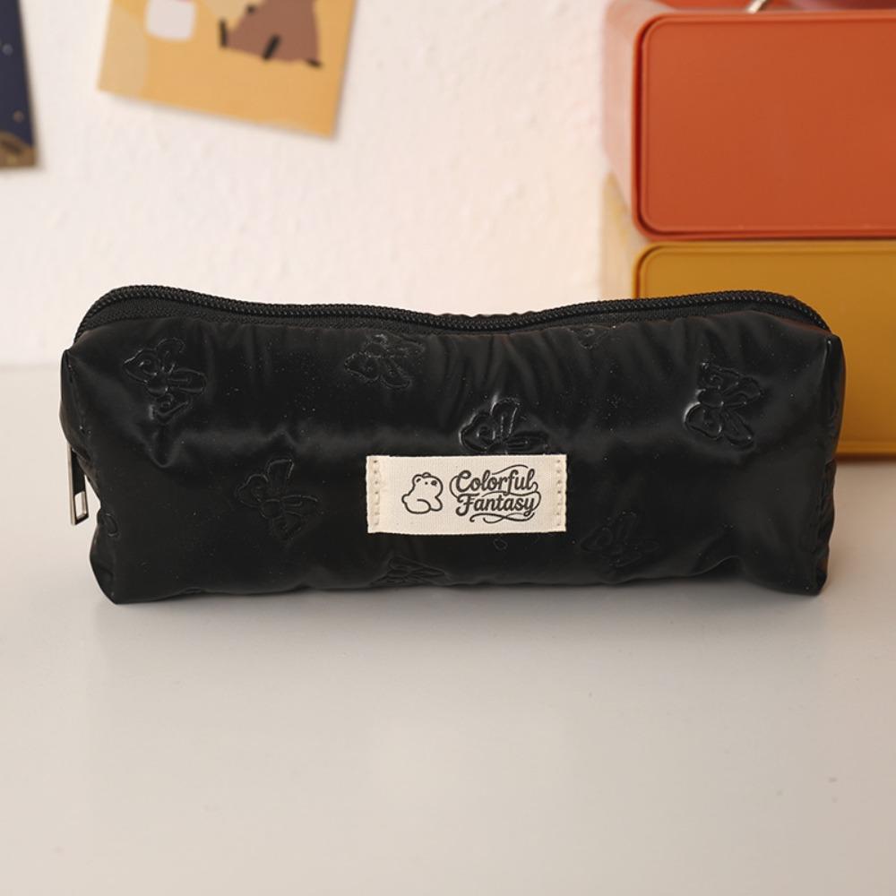 New PU Waterproof Pen Bag Bowknot Patterns Large Capacity Pen Pouch Stationery Organizer Students