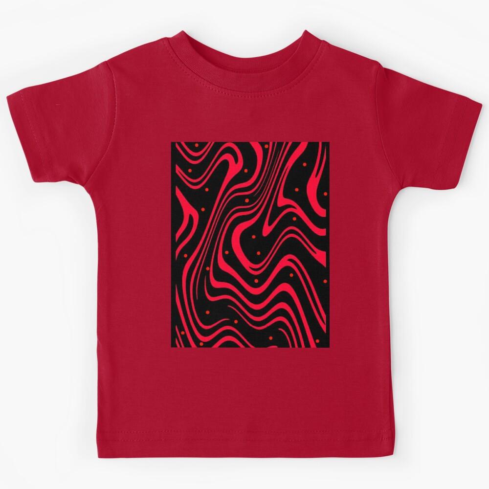 Black and Red Geometric waves Kids T-Shirt 110