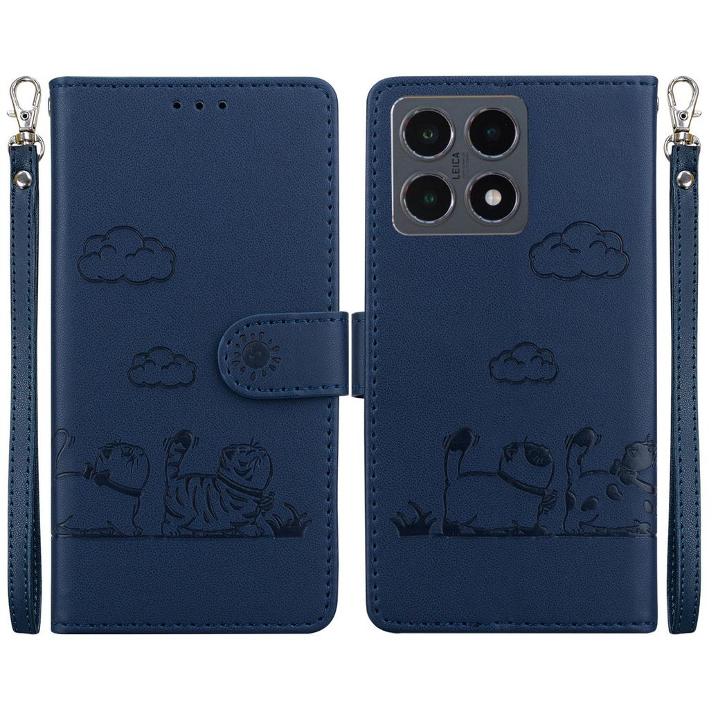 For Xiaomi 15T Case RFID Blocking Kitten Pattern TPU+PU Leather Phone Cover with Wrist Strap