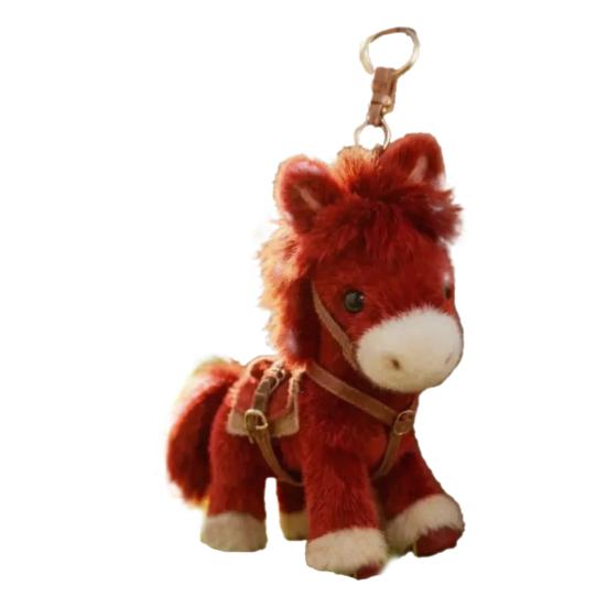 Plush Horse Bag Charm Soft Stuffed Horse Doll Pendant Cute Animal Keychain Accessory красный