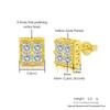 Square Cubic Zirconia Stud Earrings for Women and Men Noble Weddings Parties Jewelry Gift Hip - Hop Fans Accessories