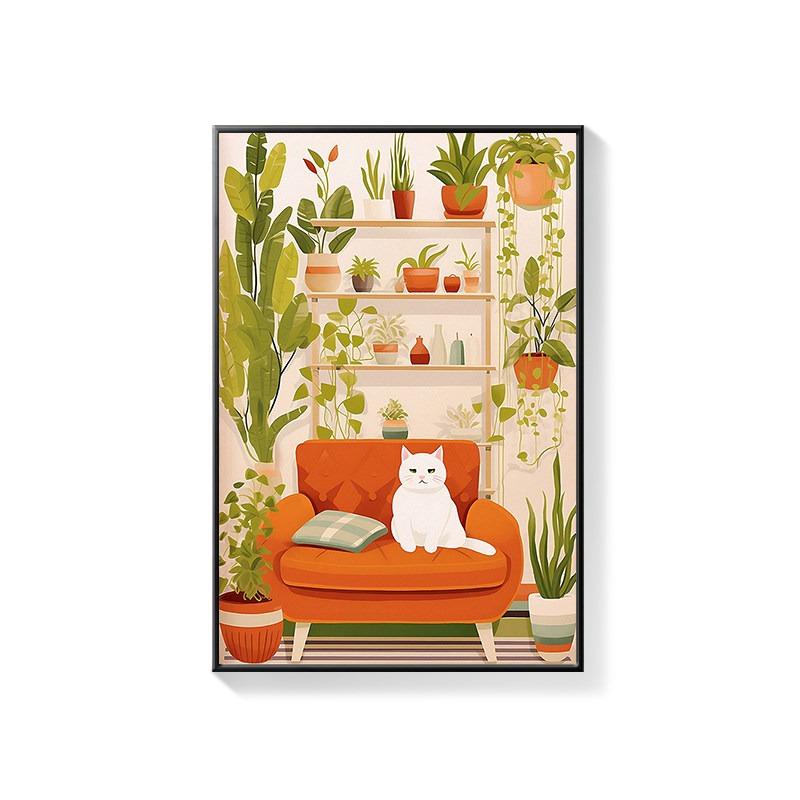 Bathroom Decorative Painting Cat American Retro Toilet Bathroom Canvas Painting Wall Art Poster for Modern Bathroom Home Decor