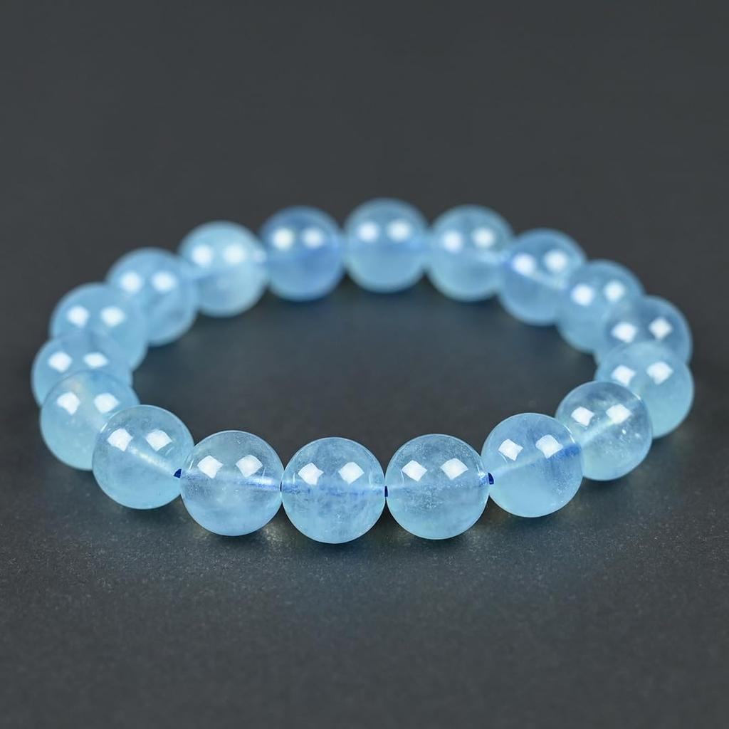 Eigado Aquamarin 17cm Inner Natürliche Kraft März Geburtsstein Armband, 11.7mm Perlen, Durchmesser, Stein, Stein,