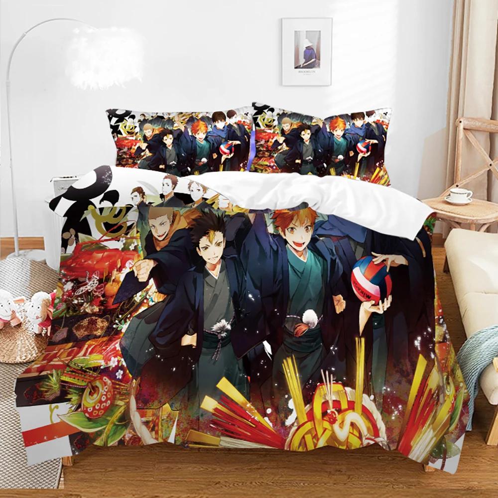 Anime Haikyuu Volleyboll Sängkläder Set Pojkar Flickor Twin Queen Size Påslakan Örngott Säng Barn Vuxen Mode Hemtextil