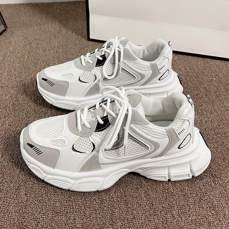 

Daddy shoes 22 spring and summer new mesh breathable thick-soled non-slip lightweight student running sneakers 35 белый