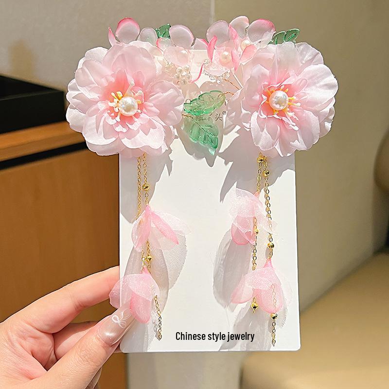 Retro Fairy Children s Hanfu Headdress: Tassel Hairpins  Flower Hair Clips