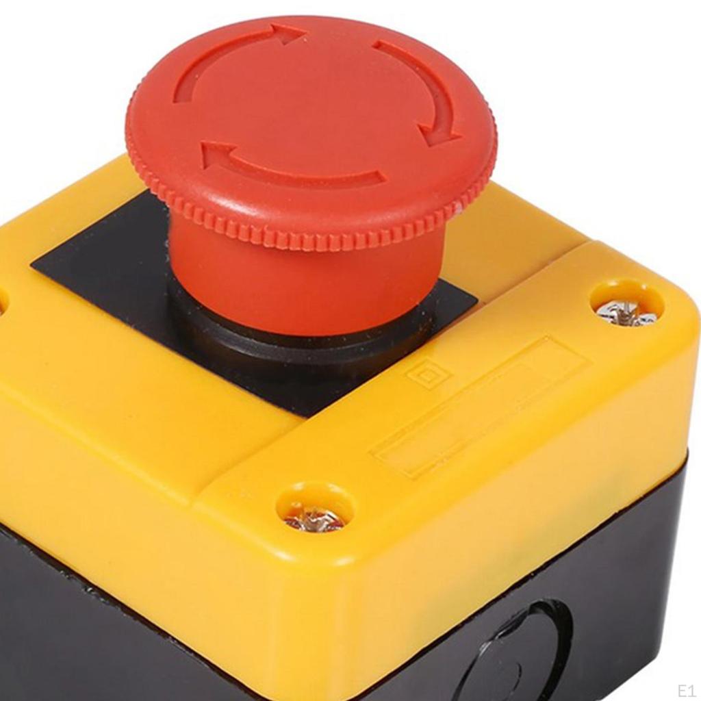 Emergency Stop Button Switch,Red Pushbutton,Waterproof,Round 440V 1No 1NC Outdoor Normally Closed