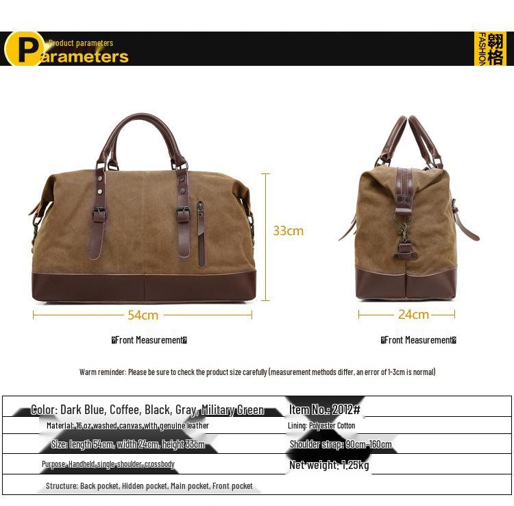 Stylowa Torba Podróżna Unisex Płócienna o Dużej Pojemności - 3 w 1: na Ramię, Crossbody i do Ręki