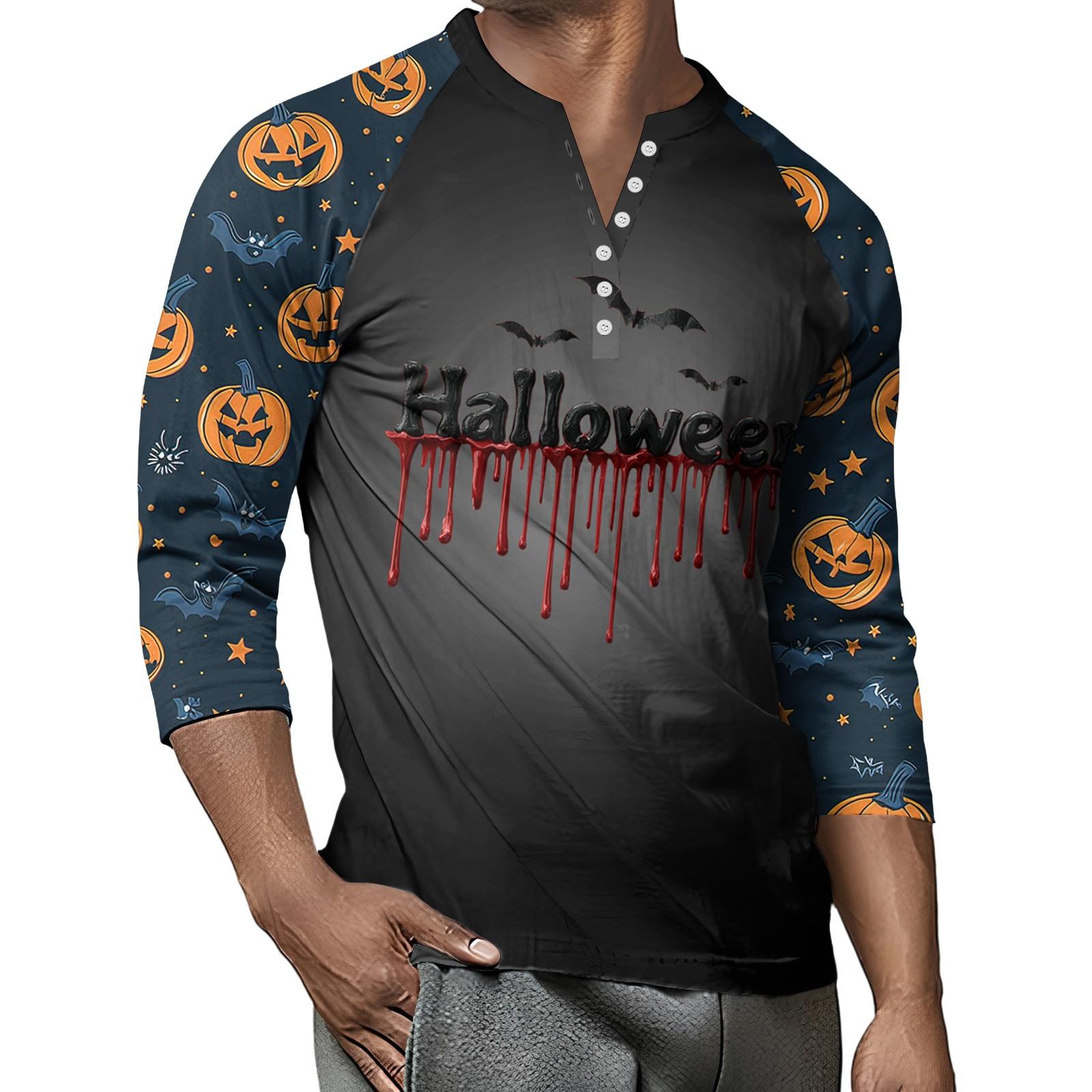 

Мужской контрастный топ реглан на пуговицах с рукавом 3/4 XL