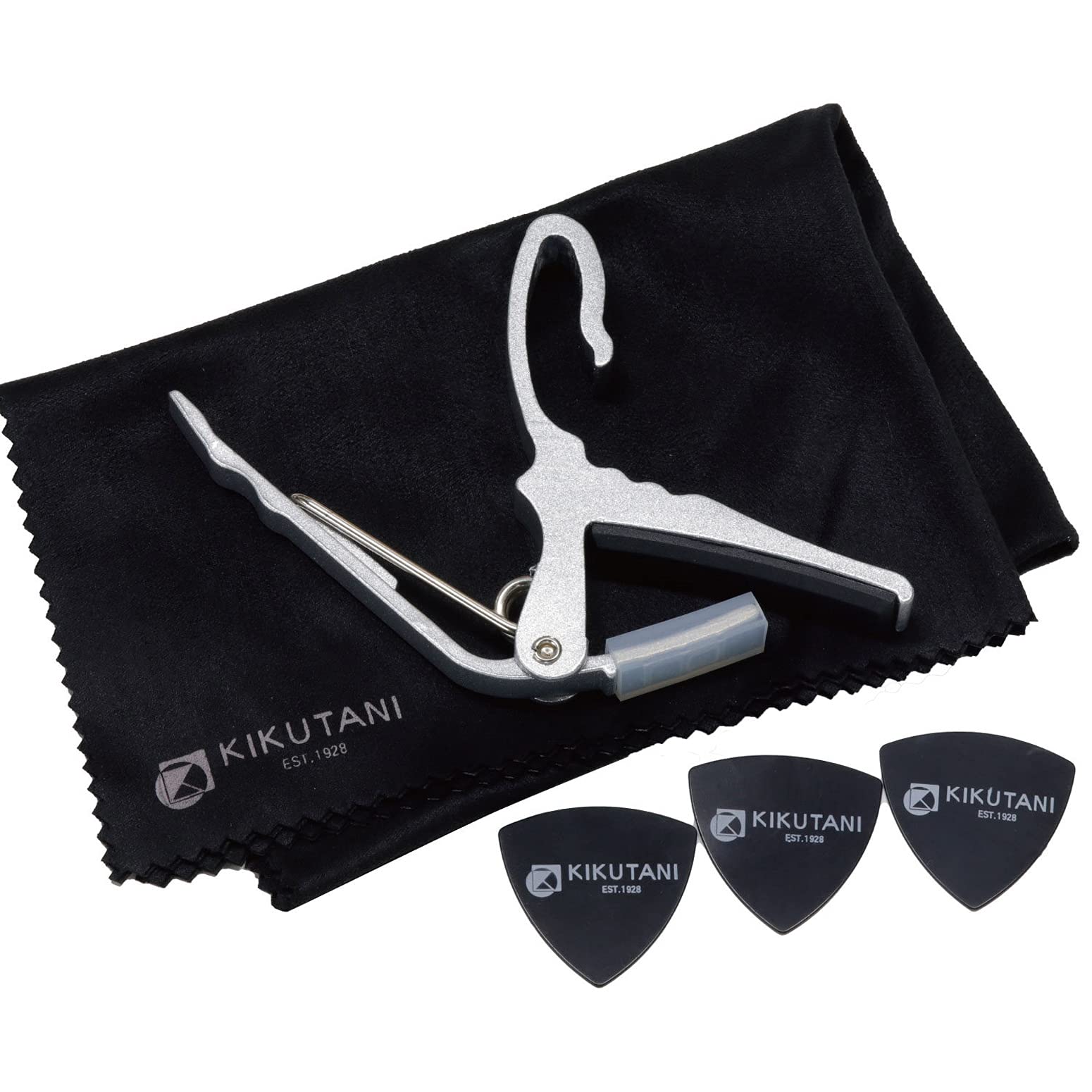 

Kikutani One Touch Guitar Capo Треугольный медиатор 3 предмета Салфетка из микрофибры Набор из 3 предметов Продукт обработан японским серебряным (M) [Надежная компания] серебряный