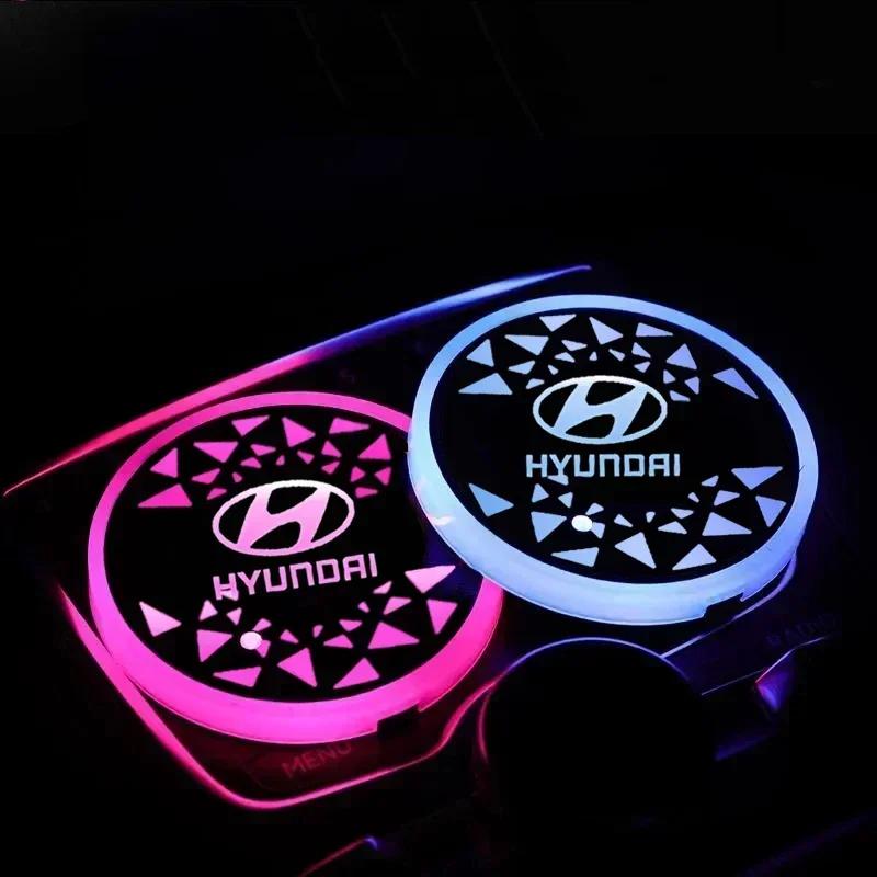 Accessories for Hyundai IX25 I10 Accent Solaris Verna Tucson Santa Fe Kona Elantra Sonata Car Coaster Light Water Cup Holder AH4