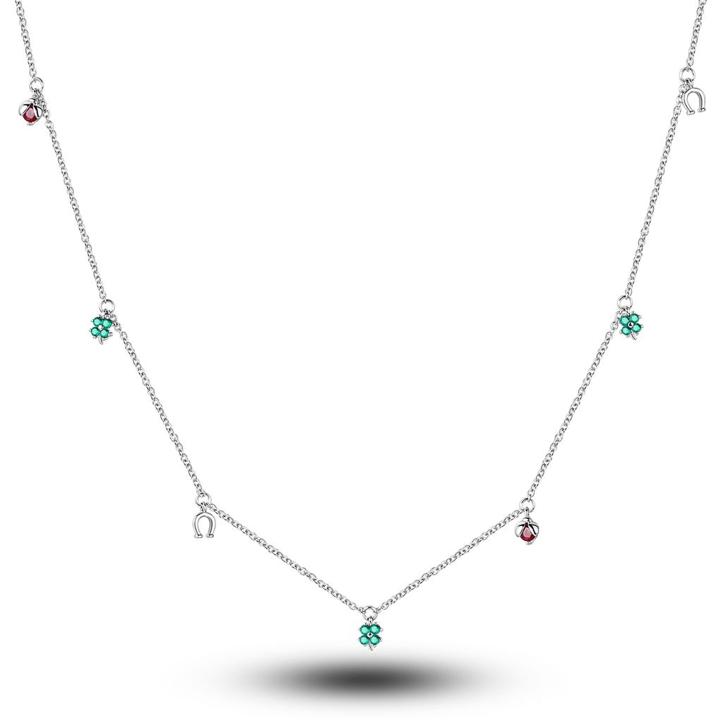 Necklace For Woman Wedding Fine Jewely 925 Silver Simple Basic Classic Butterfly Iris Heart Bear Cross Chain Necklace