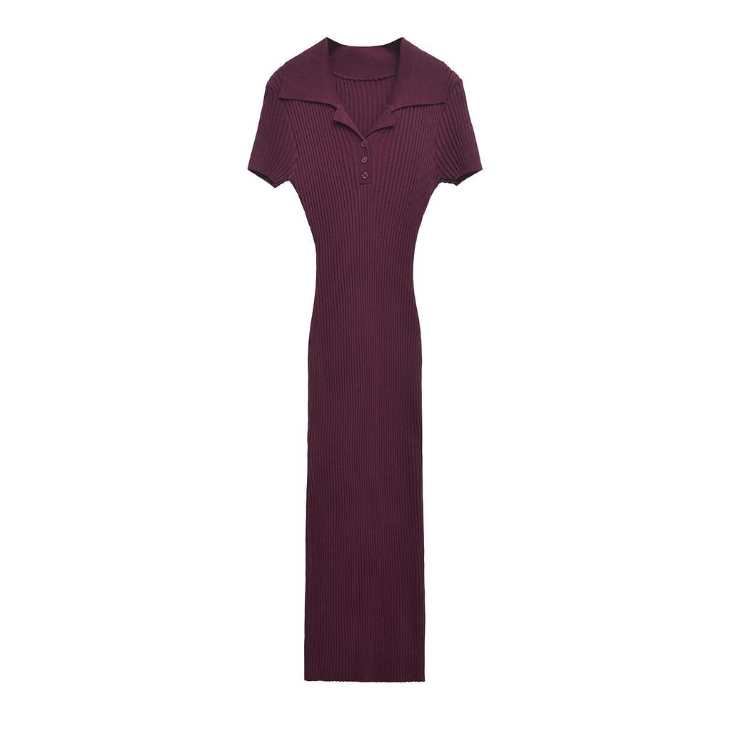 ZARZ Women's Classic Ribbed Knit Long Dress - European & American Style