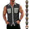 Chemise sans manches légère à revers et boutons pour homme, idéale pour le travail.