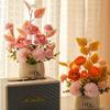 Hydrangea Artificial Flower Bonsai Ranunculus Maintenance-Free Green Grass Potted Photo Props Multicolor Desktop Ornament