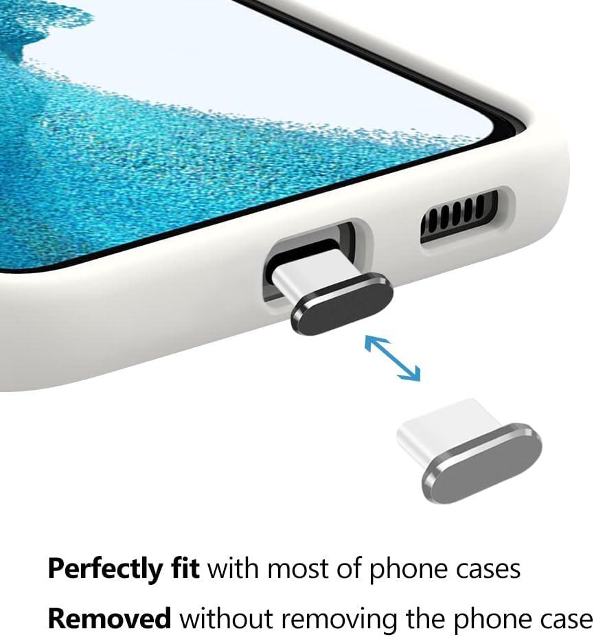 4Pcs Type C USB C Dust Plugs with Cleaning Brush, Anti-Dust Port Protector Caps for Samsung Xiaomi All Type C Phones