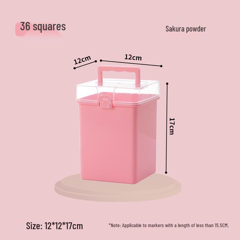 Portable 48 & 80 Color Marker Storage Box - Transparent Stationery Case