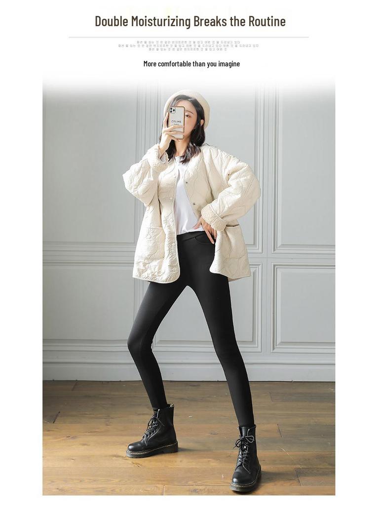 Hohe Taillen Dicke Schwarze Plus Size Leggings für Damen - Schlankmachende Skinny Hosen für Herbst/Winter