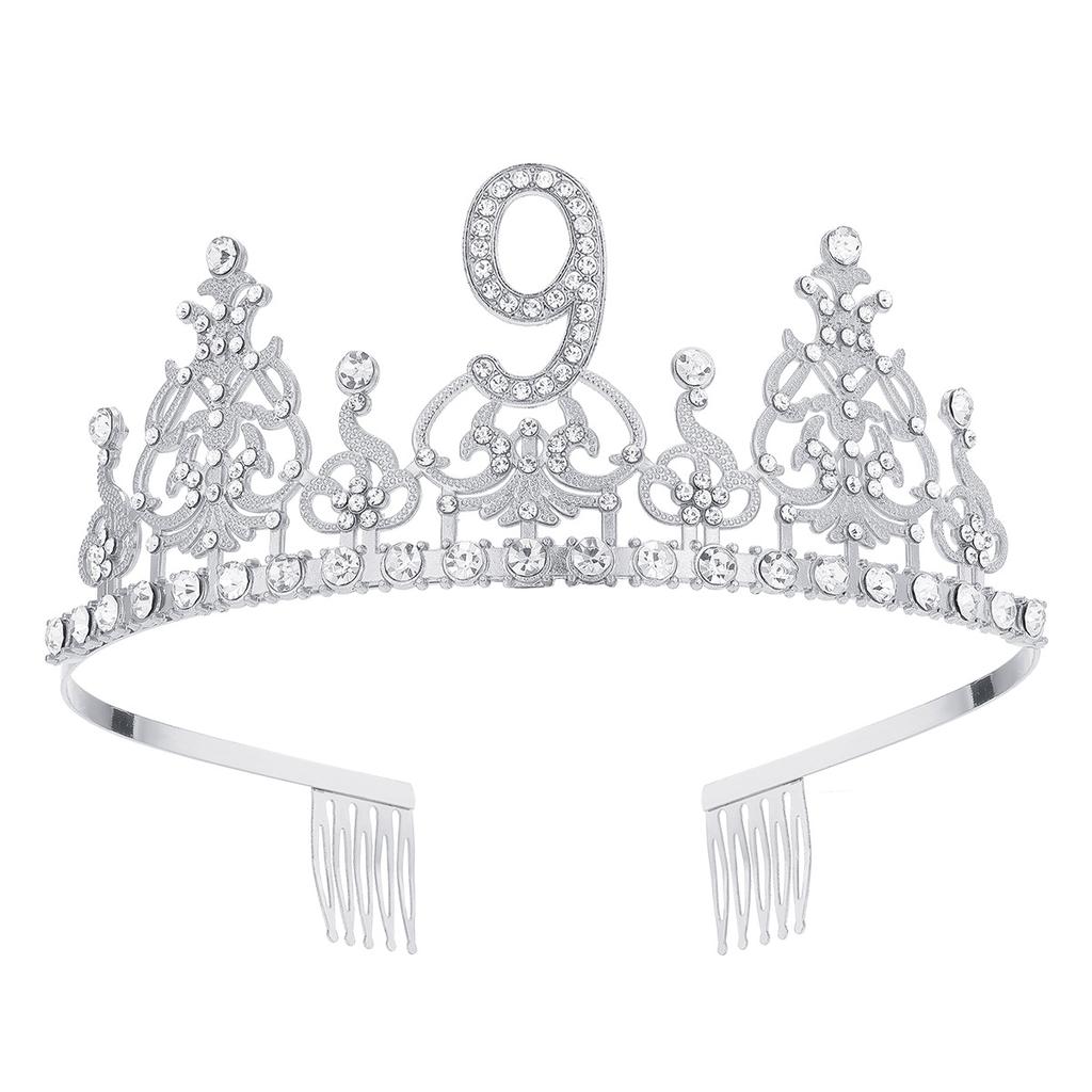 Fashion Alloy Digital Crown With Diamond Tiara 18Th Birthday Party Pearl Alloy Headband