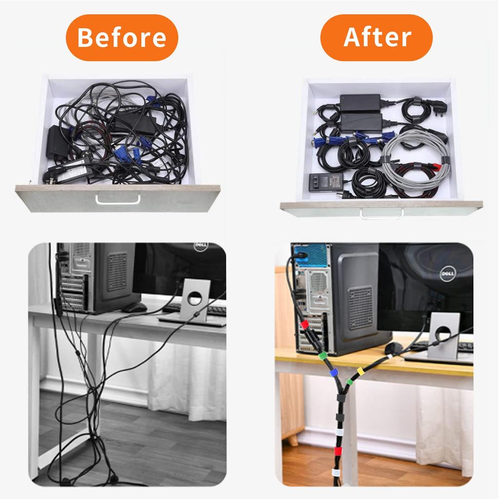 5M/Roll Fastening Cable Ties Reusable Hook and Loop Cable Organizer Straps Fastening Tape For Wires Managing Household Organizer