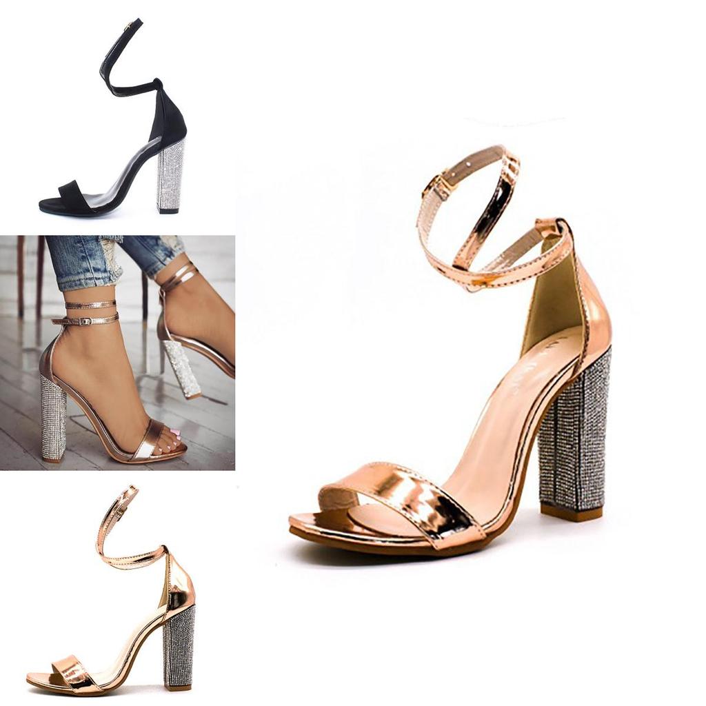 Atemberaubende Damen Sandaletten mit Strassriemchen und Ultra High Heels