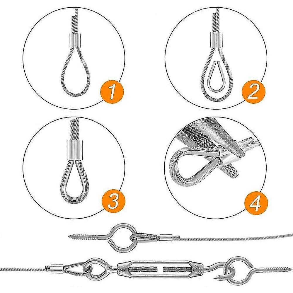 304 Stainless Steel Wire Rope Set, Rope Suspension Wire Rope, Tensioner With Wire Rope Pvc