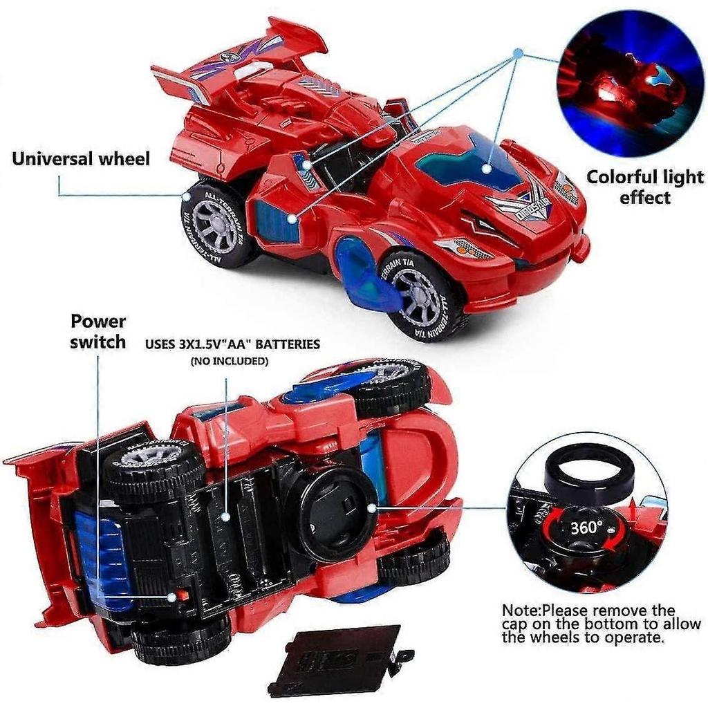 Electric Automatic Dinosaur Transforming Car with Flashing Lights and Sound for 3-7 Years Old Boys Girls Educational Toy Birthday Xmas Gifts for Kids