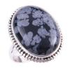 Natural Snowflake Obsidian Gemstone Handmade 925 Sterling Silver Ring S.8 Y6C43