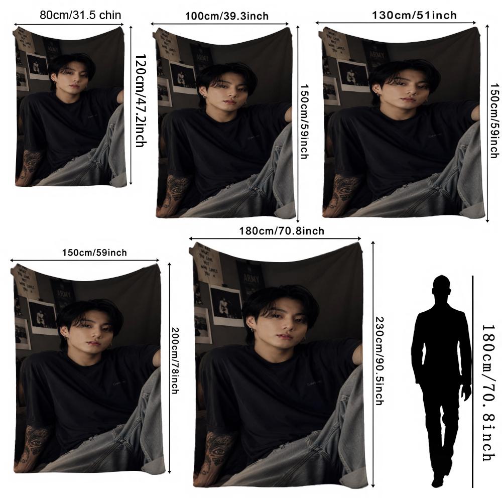 Moody Portrait Idol Pattern Blanket Machine Washable Fleece Blanket For Living Room Sofa Bedroom Bed Lightweight Home Decor Great Holiday Gift