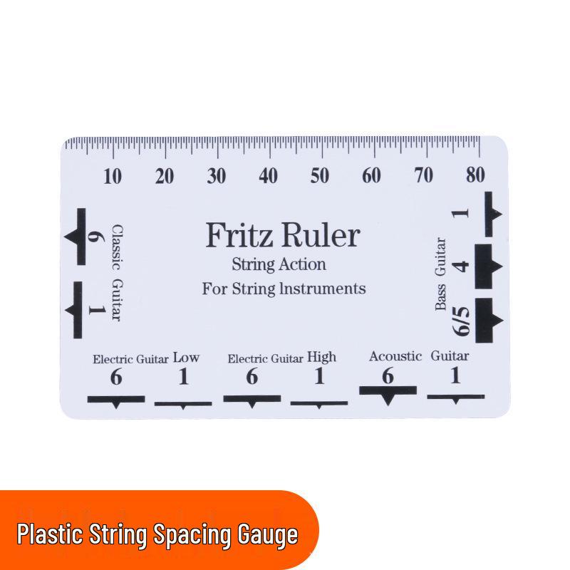 Stainless Steel Guitar String Spacing and Height Measuring Ruler for Electric, Classical, and Bass Guitars.
