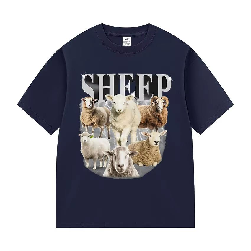 Wash Tee Sheep Funny Cute Sheeps Graphic Tshirt Unisexs Women Summer ONeck Short Sleeve T Shirts Retro Oversized 100 Cotton Tees