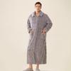 Men's Plush Bathrobe Zipper Up Long Housecoat Winter Warm SPA Fleece Duster Robe with Pocket Flannel Full Length Loose Fit Nightgown Sleepwear for Men