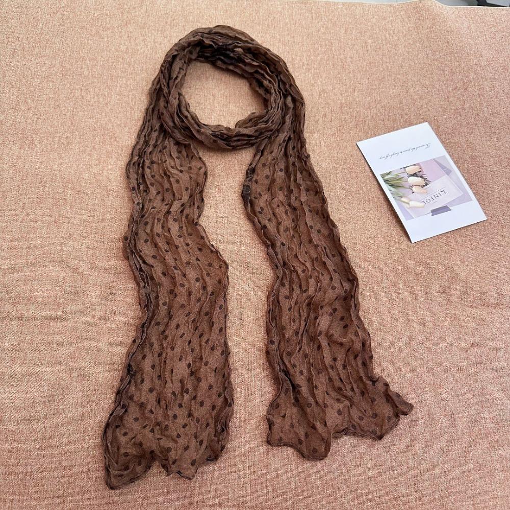 Sunscreen Shawls Polka Dot Scarf Wrinkle Twisted Chiffon Scarf Pleated Scarves  Air Conditioner Use
