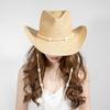 European and American fashion casual conch chain hand-woven natural grass wide-brimmed cowboy hat outdoor travel sunshade straw hat