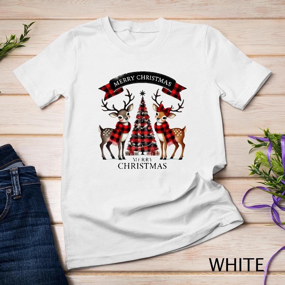 Adorable Reindeer Couple Celebrating Christmas Funny Christmas Unisex T-shirt 4XL