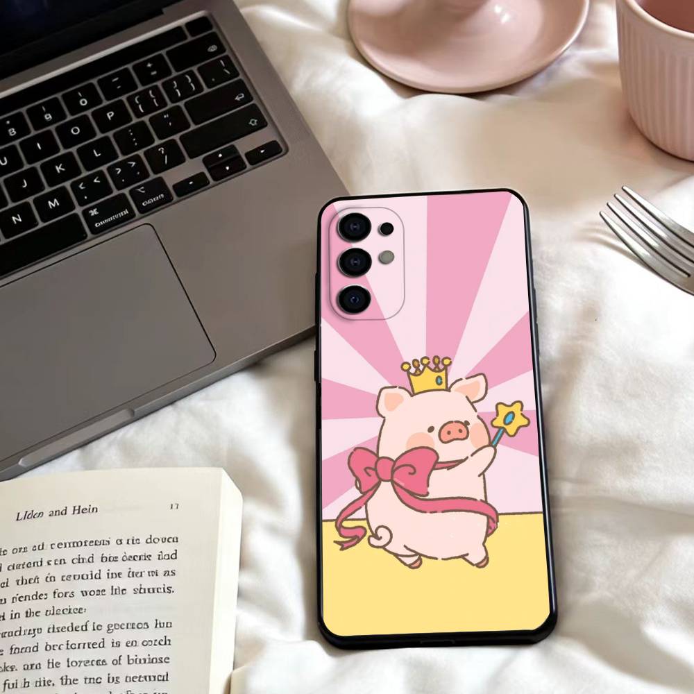 LuLu the piggy Phone Case For Samsung S25,24,23,22,30,21,10,9,Ultra,Plus,Lite,FE,4,5 G Soft Black Case