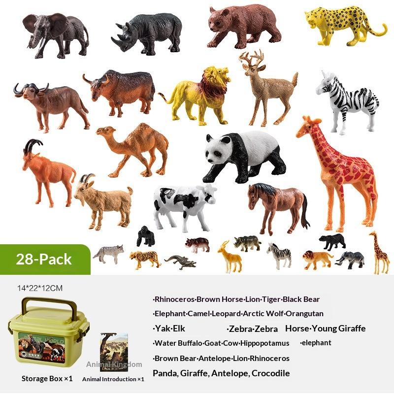 Animal Model Teaching Aids - Realistic Wild Animal Toys Zoo Simulation Playset Figures Desktop Ornament Lion Tiger Panda Elk