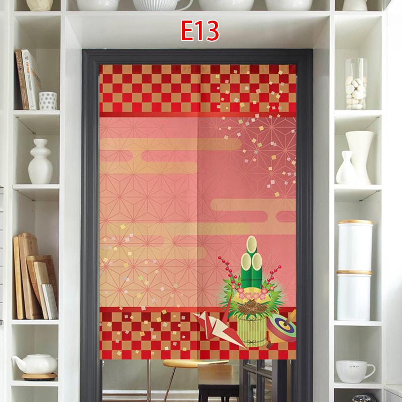 Cortina de Porta Estilo Japonês Algodão Linho Flor de Cerejeira Cortina Entrada da Cozinha Restaurante Decoração Noren Divisória Meia-cortina
