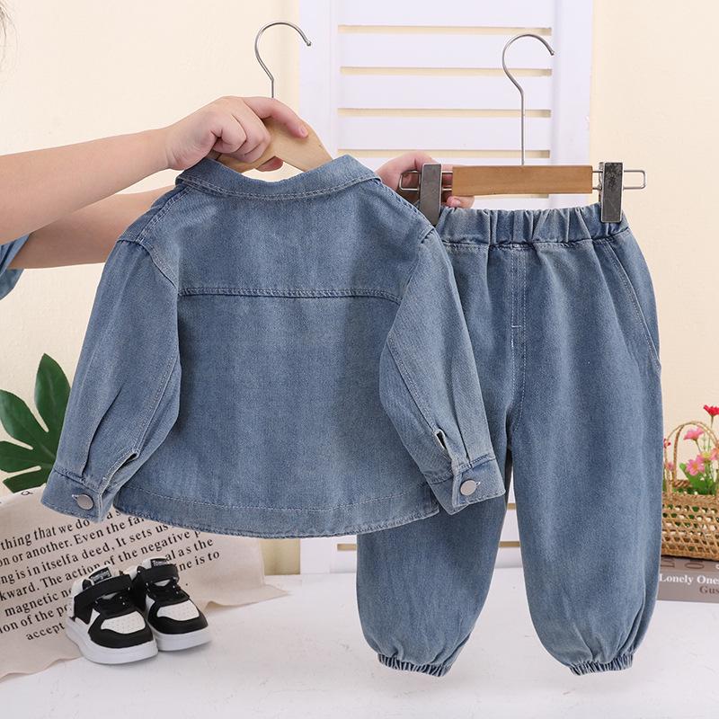 Girls' Korean Style Denim Set - Spring/Autumn 2026 Fashionable Outfit with Jacket and Pants