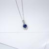 Zhou Hengfu S925 Sterling Silver Cultured Sapphire Water Drop Necklace - Light Luxury Fashion for Women