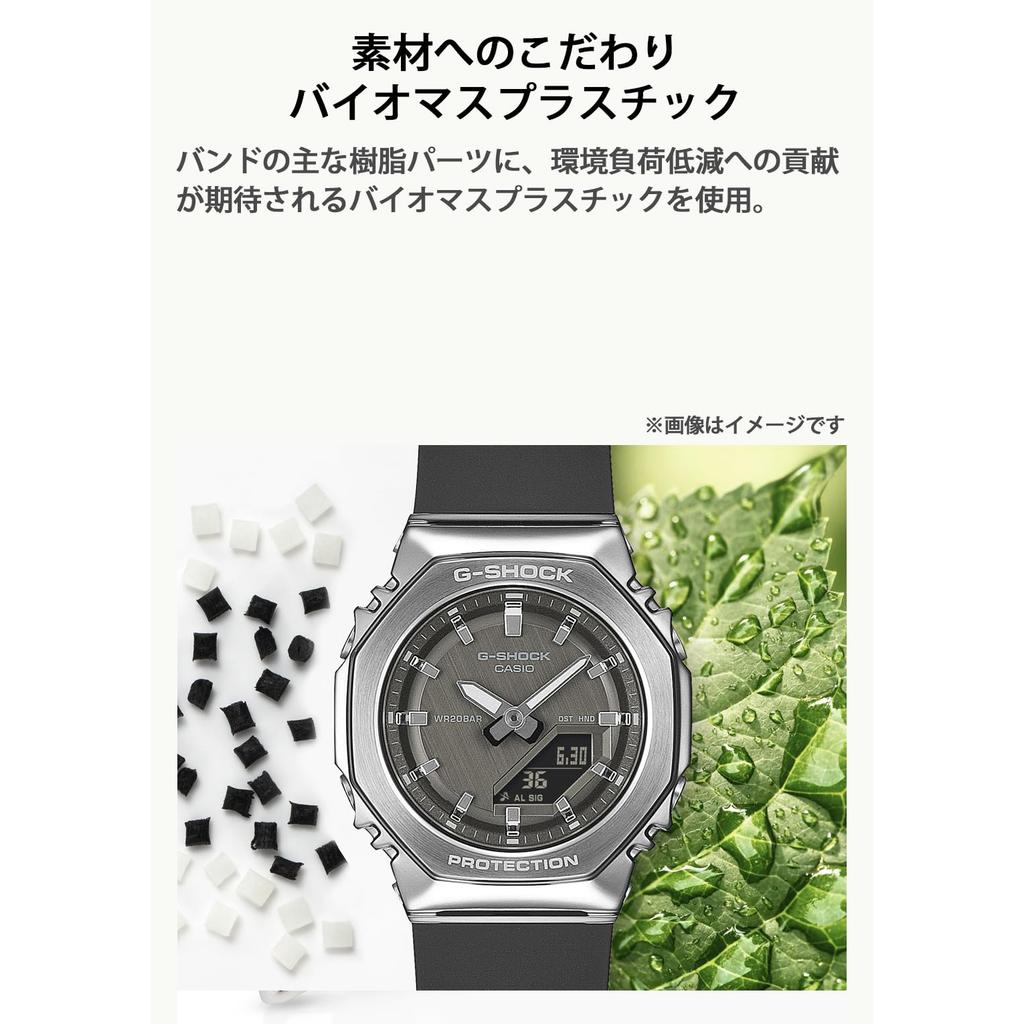 Casio G-Shock Women's Watch, Metal-Covered, Eco-Friendly Materials GM-S2110-1A7JF, Silver/White, Authentic Japan.