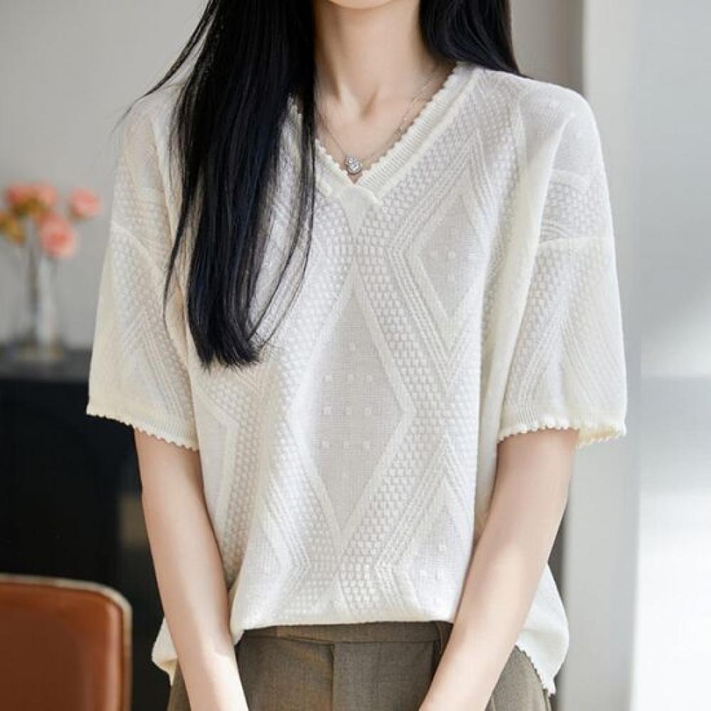 NaVaVa Women Basic V Neck ShorT sleeVe KniT T shirT Nk3682