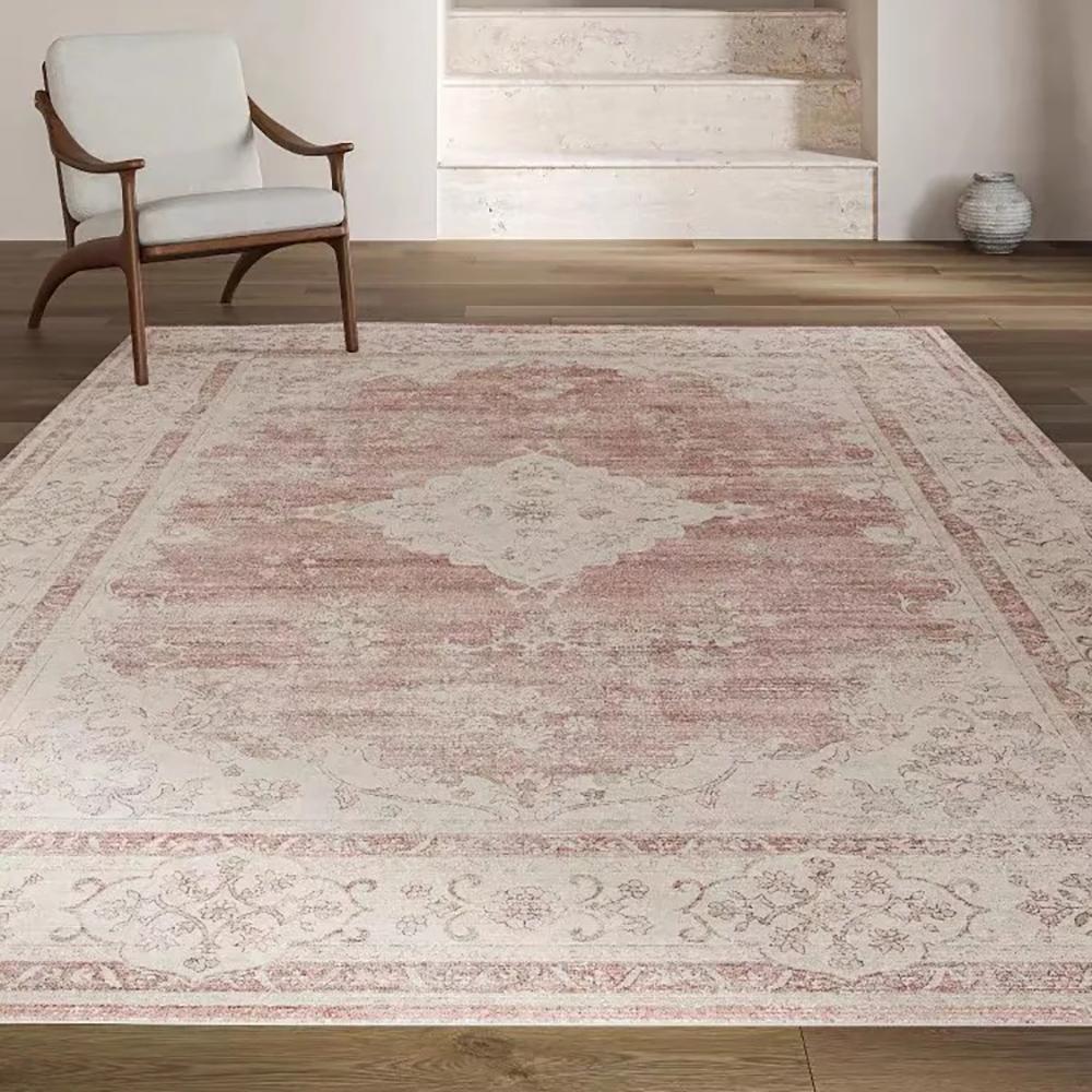 Vikama Bohemian Faux Wool Rug - Ultra-Thin, Stain-Resistant,Non-Slip Carpet For Study Room & Living Room,Soft Floor Mat Home Dec